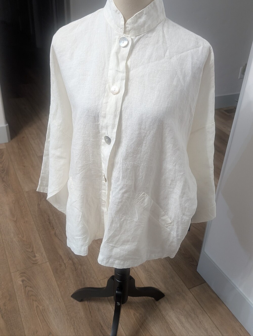 bryn Walker Ivory Button-Down Linen Shirt